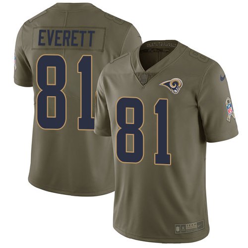 Nike Rams #81 Gerald Everett Olive Men's Stitched NFL Limited Salute to Service Jersey - Click Image to Close